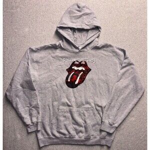 Rolling Stones Graphic Hoodie - Men’s Large Gildan Softstyle Midweight Gray